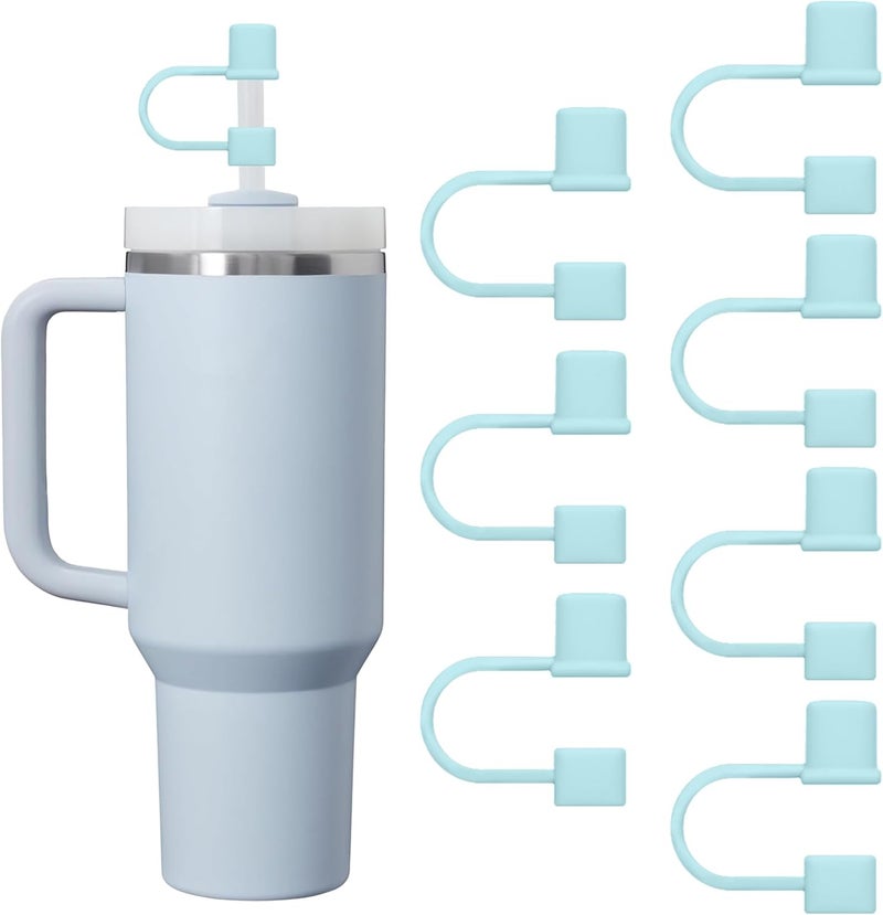 GGDECA 7Pcs Straw Cover Cap for Stanley Cup,Simple 10mm(0.4inch) Silicone Straw Toppers for Stanley 40&30oz Tumbler Accessories-Coral Blue - Image 1
